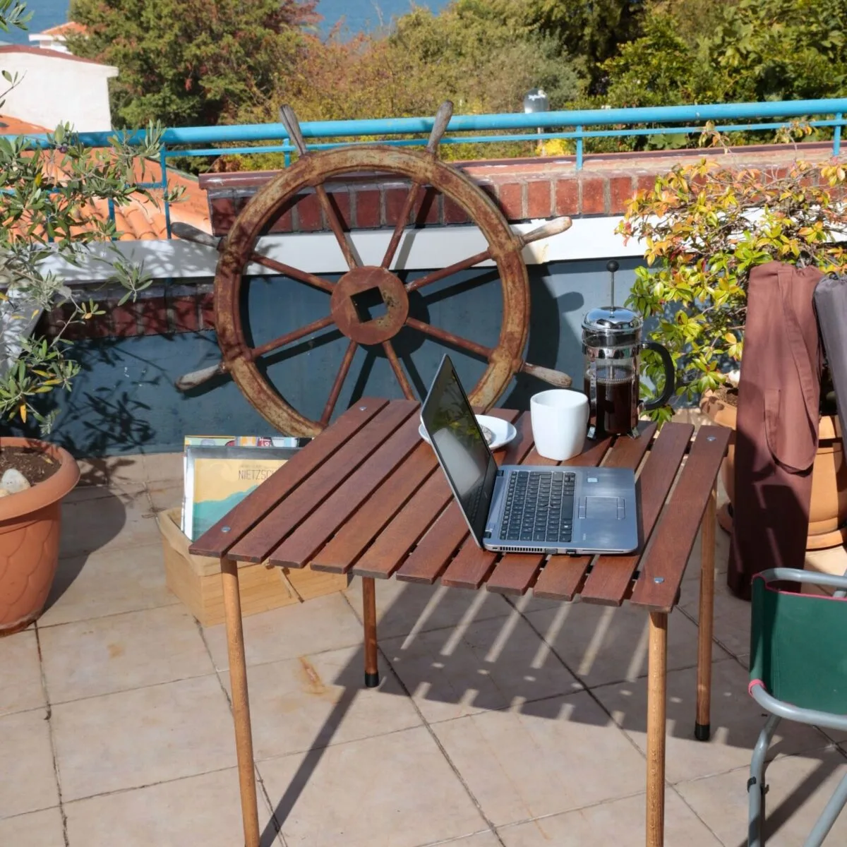 Bag The Joy 70x70x55 cm Ahşap Katlanır Rulo Kamp Masası | Piknik, Bahçe ve Balkon | Çantalı - Kahverengi - Görsel 7