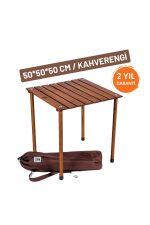 BAG THE JOY AHŞAP KATLANIR RULO KAMP MASASI / KAHVERENGİ (50*50*50)