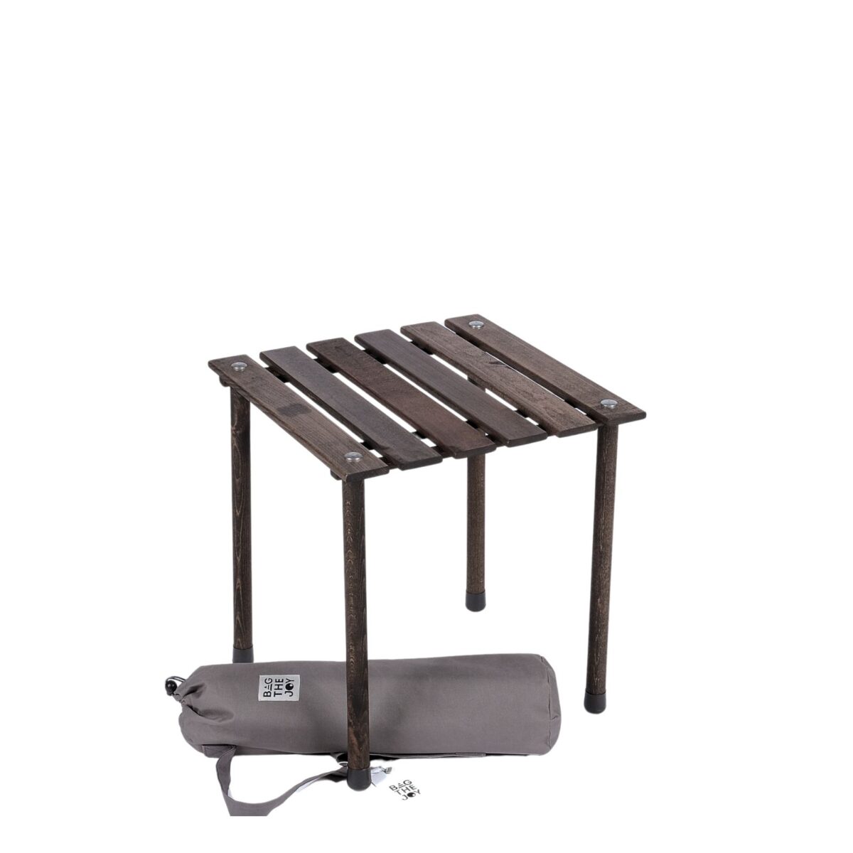 Bag The Joy 40x40x40 cm Ahşap Katlanır Rulo Kamp Masası | Piknik, Bahçe ve Balkon | Çantalı - Antrasit - Görsel 2