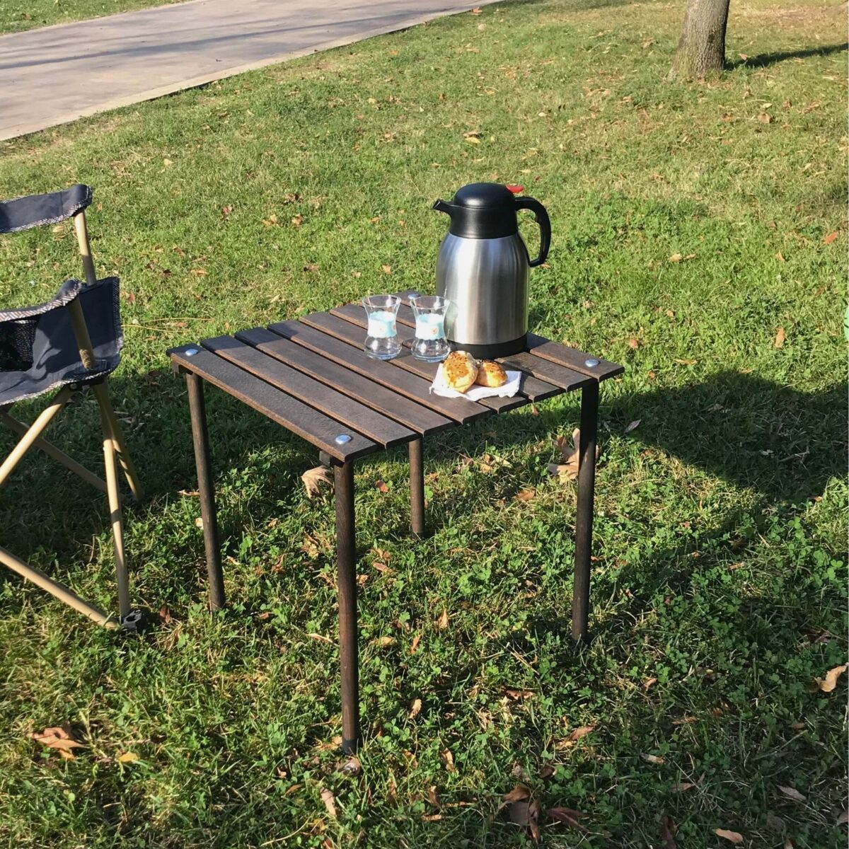 BAG THE JOY AHŞAP KATLANIR MASA SANDALYE SETİ – ANTRASİT- TURKUAZ -50*50*50 - Görsel 6