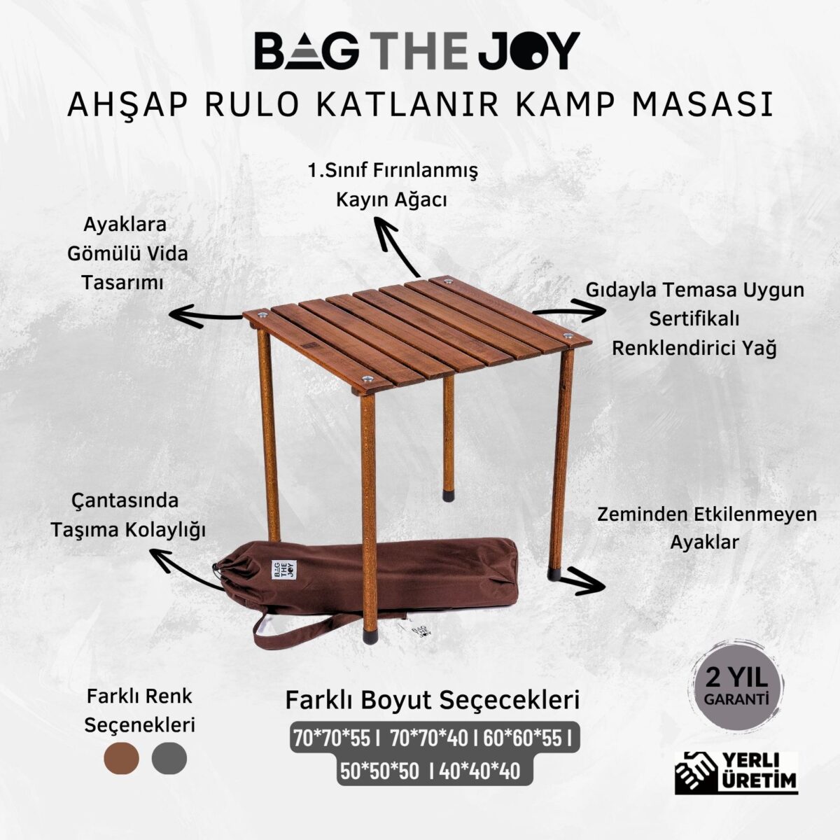 BAG THE JOY AHŞAP KATLANIR MASA SANDALYE SETİ – KAHVERENGİ - TURUNCU -50*50*50 - Görsel 6