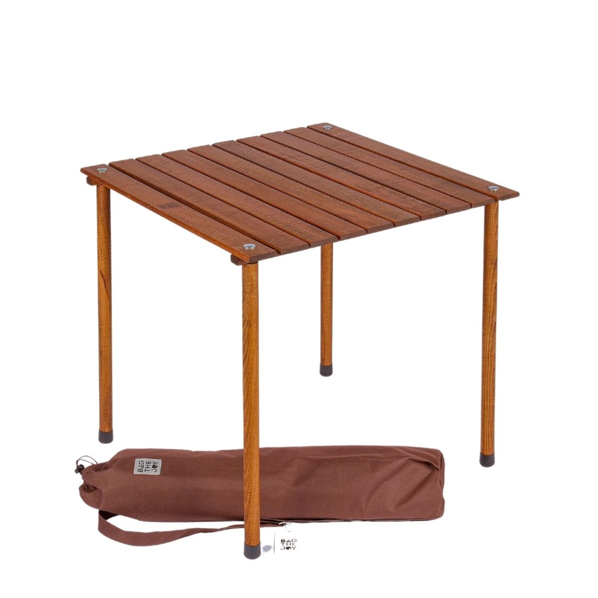 BAG THE JOY AHŞAP KATLANIR MASA SANDALYE SETİ – KAHVERENGİ – SU YEŞİLİ – 60*60*55cm - Görsel 2