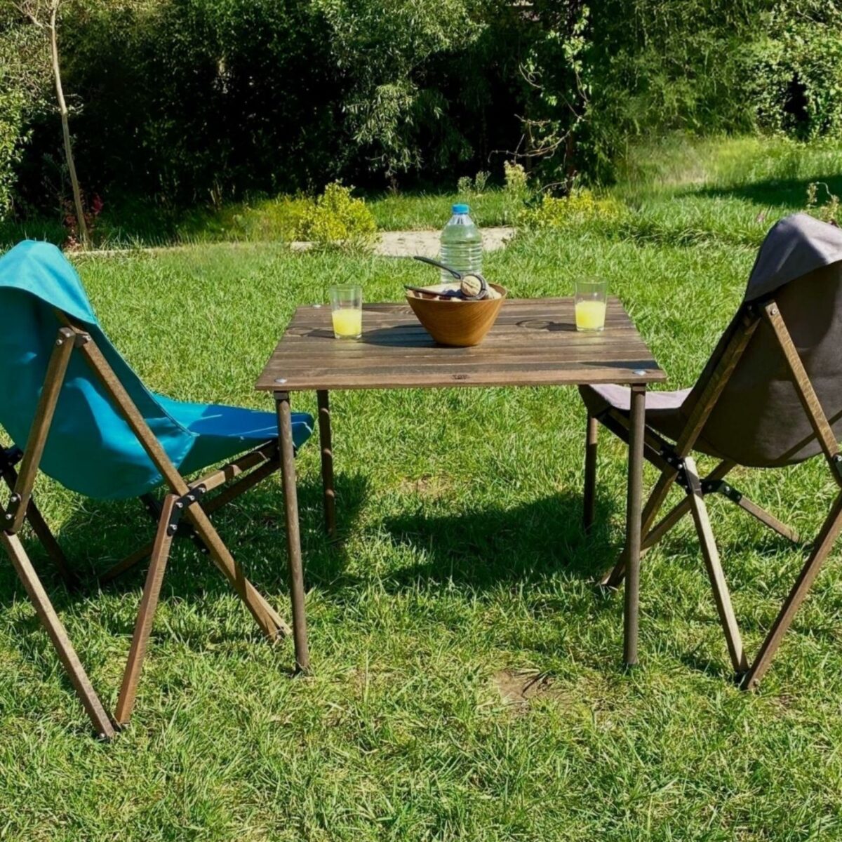 BAG THE JOY AHŞAP KATLANIR MASA SANDALYE SETİ – ANTRASİT- TURKUAZ -60*60*55 - Görsel 7