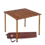 BAG THE JOY AHŞAP KATLANIR MASA SANDALYE SETİ - KAHVERENGİ - BEJ - 70*70*55cm - Görsel 3