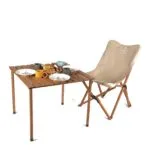 BAG THE JOY AHŞAP KATLANIR MASA SANDALYE SETİ - KAHVERENGİ - BEJ - 70*70*55cm - Görsel 7