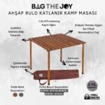 BAG THE JOY AHŞAP KATLANIR MASA SANDALYE SETİ – KAHVERENGİ - LACİVERT - 70*70*55 - Görsel 9