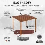 BAG THE JOY AHŞAP KATLANIR MASA SANDALYE SETİ - KAHVERENGİ - BEJ - 70*70*55cm - Görsel 14