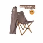 Bag The Joy Ahşap Katlanır Kamp Sandalyesi |Bahçe, Piknik, Balkon | Çantalı - Kahverengi İskelet – Koyu Gri Kılıf