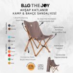 BAG THE JOY KATLANIR AHŞAP KAMP ve BAHÇE SANDALYESİ – KAHVERENGİ İSKELET - KOYU GRİ KILIF - Görsel 5