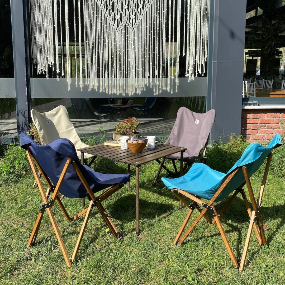 BAG THE JOY AHŞAP KATLANIR MASA SANDALYE SETİ – KAHVERENGİ- TURKUAZ - 70*70*55 - Görsel 22