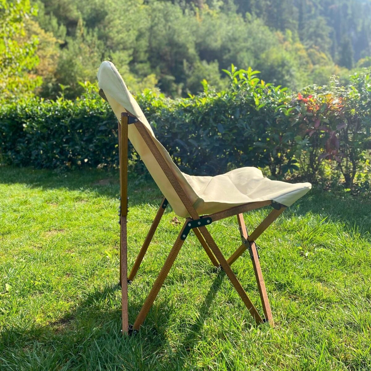 BAG THE JOY KATLANIR AHŞAP KAMP SANDALYESİ – ANTRASİT İSKELET - BEJ KILIF - Görsel 14