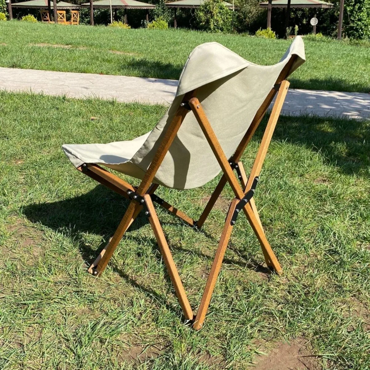 BAG THE JOY AHŞAP KATLANIR MASA SANDALYE SETİ - KAHVERENGİ - BEJ - 70*70*55cm - Görsel 8