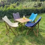 BAG THE JOY AHŞAP KATLANIR MASA SANDALYE SETİ - KAHVERENGİ - BEJ - 70*70*55cm - Görsel 12