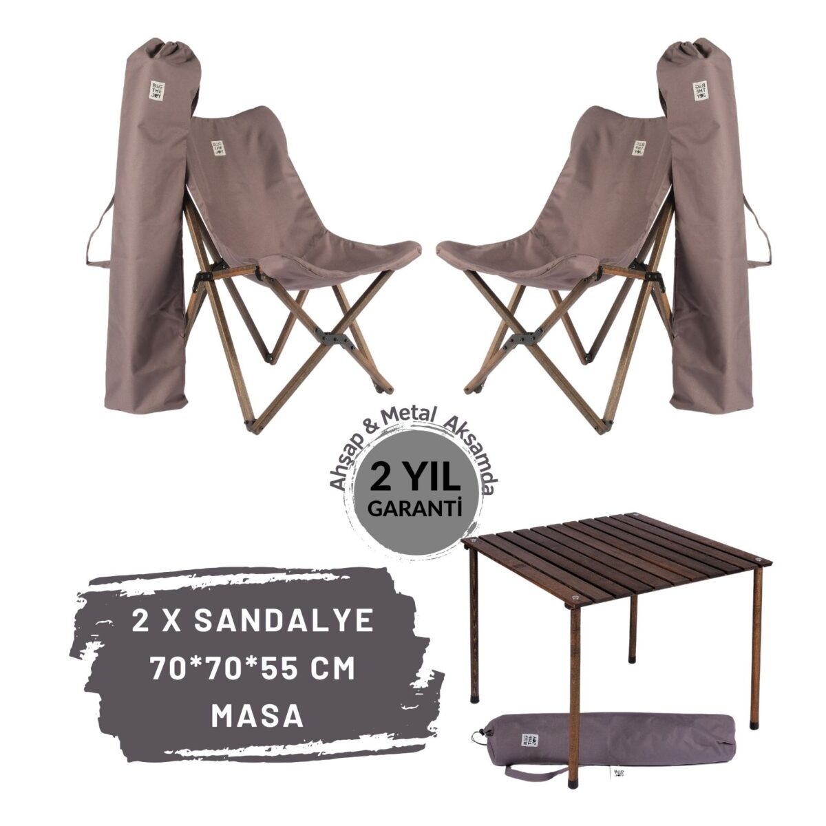 319 BAG THE JOY AHŞAP KATLANIR MASA SANDALYE SETİ – ANTRASİT- KOYU GRI - 70*70*55 - Görsel 1