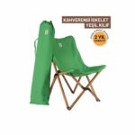 Bag The Joy Ahşap Katlanır Kamp Sandalyesi |Bahçe, Piknik, Balkon | Çantalı - Kahverengi İskelet – Yeşil Kılıf