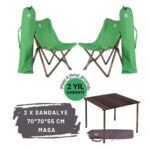 BAG THE JOY AHŞAP KATLANIR MASA SANDALYE SETİ – ANTRASİT- YEŞİL -70*70*55
