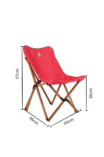 BAG THE JOY KIDS KATLANIR AHŞAP KAMP & BAHÇE SANDALYESİ KAHVERENGİ İSKELET – KIRMIZI KILIF - Görsel 2