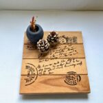 Leftover - Ham Masif Ahşap Mektup Desenli El Yapımı Sunum Altlığı, Nihale