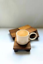Masif Ahşap El Yapımı Kahverengi Bardak Altığı Seti (4 Adet)