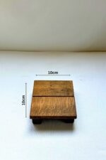 Masif Ahşap El Yapımı Kahverengi Bardak Altığı Seti (4 Adet) - Görsel 2