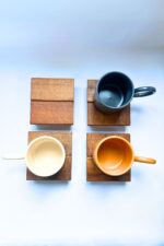 Masif Ahşap El Yapımı Kahverengi Bardak Altığı Seti (4 Adet) - Görsel 4