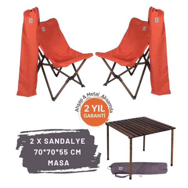 BAG THE JOY AHŞAP KATLANIR MASA SANDALYE SETİ – ANTRASİT – KİREMİT – 70*70*55cm