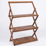 Bag The Joy Ahşap Kamp Rafı Katlanabilir 3 Katlı Portatif Bahçe ve Karavan Düzenleyici - Kahverengi - Görsel 2