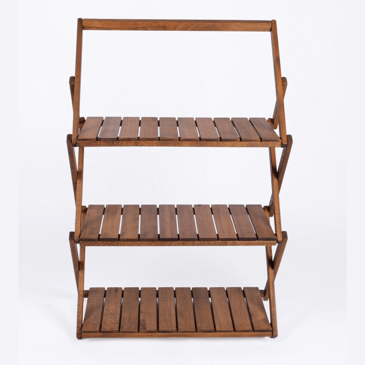 Bag The Joy Ahşap Kamp Rafı Katlanabilir 3 Katlı Portatif Bahçe ve Karavan Düzenleyici - Kahverengi - Görsel 5