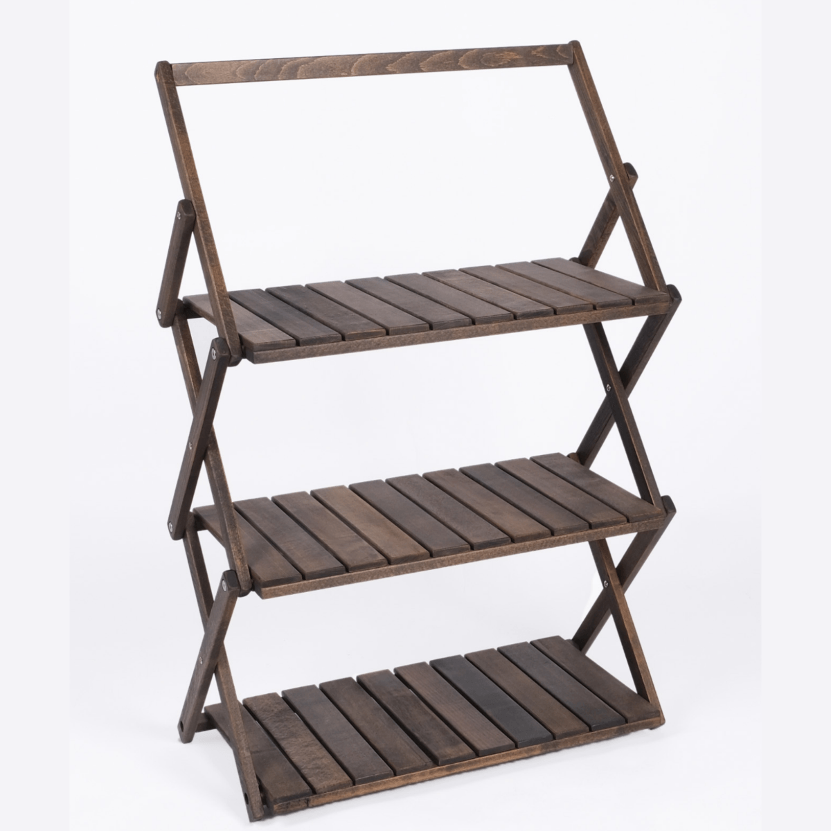 Bag The Joy Ahşap Kamp Rafı Katlanabilir 3 Katlı Portatif Bahçe ve Karavan Düzenleyici - Antrasit - Görsel 7