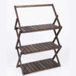 Bag The Joy Ahşap Kamp Rafı Katlanabilir 3 Katlı Portatif Bahçe ve Karavan Düzenleyici - Antrasit - Görsel 7