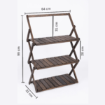 Bag The Joy Ahşap Kamp Rafı Katlanabilir 3 Katlı Portatif Bahçe ve Karavan Düzenleyici - Antrasit - Görsel 3