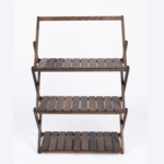 Bag The Joy Ahşap Kamp Rafı Katlanabilir 3 Katlı Portatif Bahçe ve Karavan Düzenleyici - Antrasit - Görsel 2