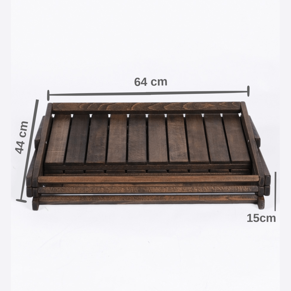 Bag The Joy Ahşap Kamp Rafı Katlanabilir 3 Katlı Portatif Bahçe ve Karavan Düzenleyici - Antrasit - Görsel 8