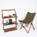 BAG THE JOY KATLANIR AHŞAP KAMP SANDALYESİ – KAHVERENGİ İSKELET - HAKİ KILIF - Görsel 9