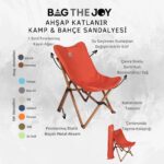 BAG THE JOY AHŞAP KATLANIR MASA SANDALYE SETİ – KAHVERENGİ – KİREMİT – 70*70*55cm - Görsel 5