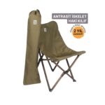 BAG THE JOY KATLANIR AHŞAP KAMP SANDALYESİ – ANTRASİT İSKELET - HAKİ KILIF