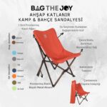 BAG THE JOY KATLANIR AHŞAP KAMP SANDALYESİ – ANTRASİT İSKELET - KİREMİT KILIF - Görsel 5