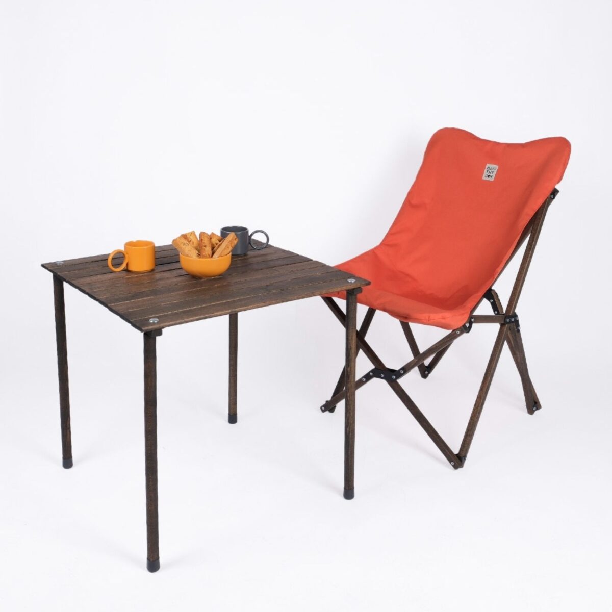 BAG THE JOY KATLANIR AHŞAP KAMP SANDALYESİ – ANTRASİT İSKELET - KİREMİT KILIF - Görsel 6