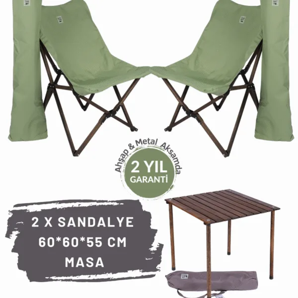 BAG THE JOY AHŞAP KATLANIR MASA SANDALYE SETİ – ANTRASİT – SU YEŞİLİ – 60*60*55cm (Kopya)