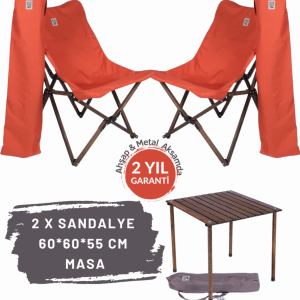 BAG THE JOY AHŞAP KATLANIR MASA SANDALYE SETİ – ANTRASİT – KİREMİT – 60*60*55cm
