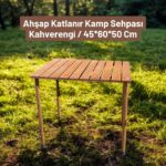 Leftover Serisi Ahşap Rulo Katlanır Kamp Sehpası - Kahverengi (ÇANTALI)