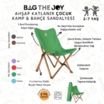 Bag The Joy Kids Ahşap Katlanır Kamp Sandalyesi | Bahçe, Piknik, Balkon | Çantalı - Yeşil - Görsel 4
