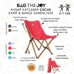Bag The Joy Kids Ahşap Katlanır Kamp Sandalyesi | Bahçe, Piknik, Balkon | Çantalı - Kırmızı - Görsel 4