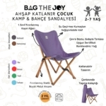 Bag The Joy Kids Ahşap Katlanır Kamp Sandalyesi |Bahçe, Piknik, Balkon |Çantalı - Mor - Görsel 5