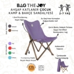 Bag The Joy Kids Ahşap Katlanır Kamp Sandalyesi |Bahçe, Piknik, Balkon | Çantalı - Antrasit -Mor - Görsel 4
