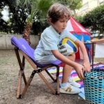 Bag The Joy Kids Ahşap Katlanır Kamp Sandalyesi |Bahçe, Piknik, Balkon |Çantalı - Antrasit -Turkuaz - Görsel 7