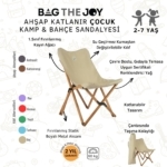 Bag The Joy Kids Ahşap Katlanır Kamp Sandalyesi |Bahçe, Piknik, Balkon |Çantalı - Bej - Görsel 4