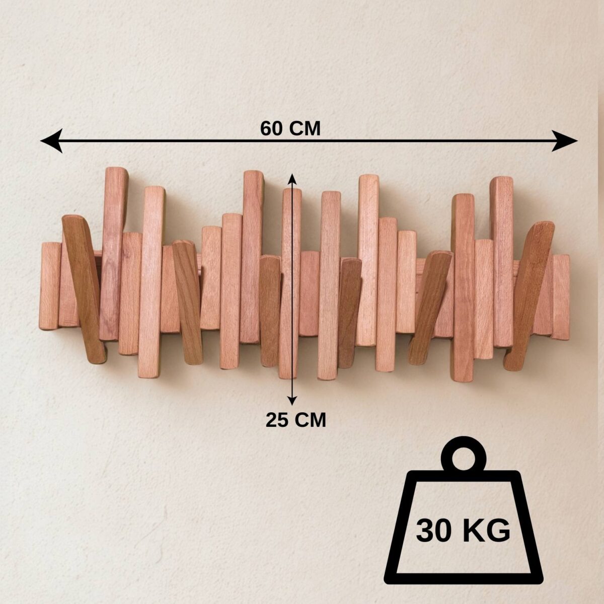 Leftover Masif Kayın Ahşap Piyano Askılık - Doğal Ahşap | 6'lı Açılır Kapanır Duvar Askısı - Görsel 2