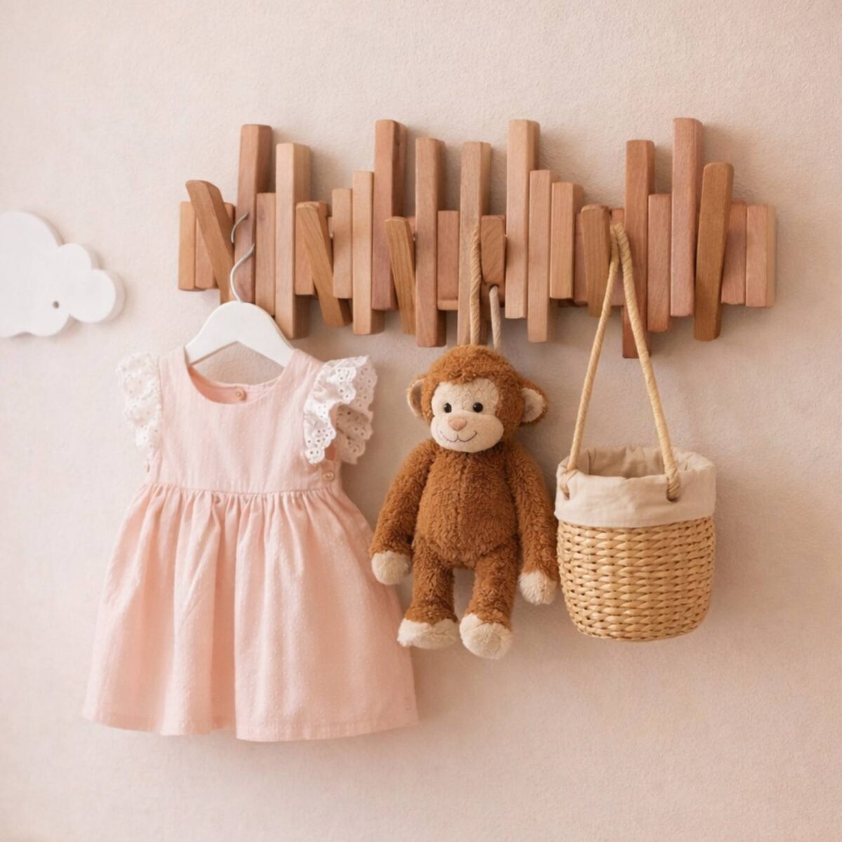 Leftover Masif Kayın Ahşap Piyano Askılık - Doğal Ahşap | 6'lı Açılır Kapanır Duvar Askısı - Görsel 4