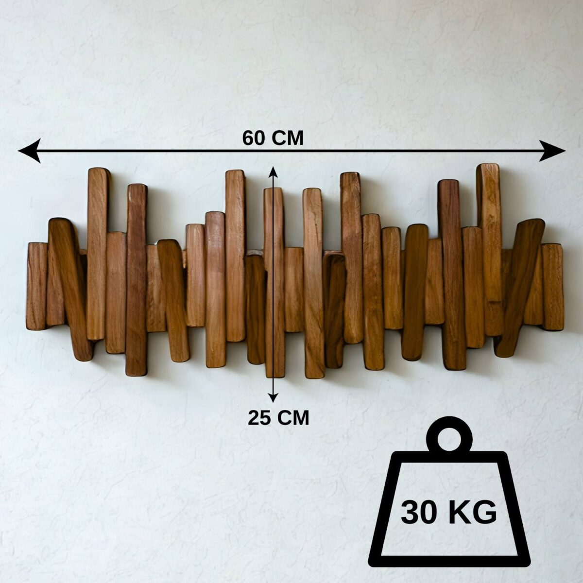 Leftover Masif Kayın Ahşap Piyano Askılık - Kahverengi | 6'lı Açılır Kapanır Duvar Askısı - Görsel 2